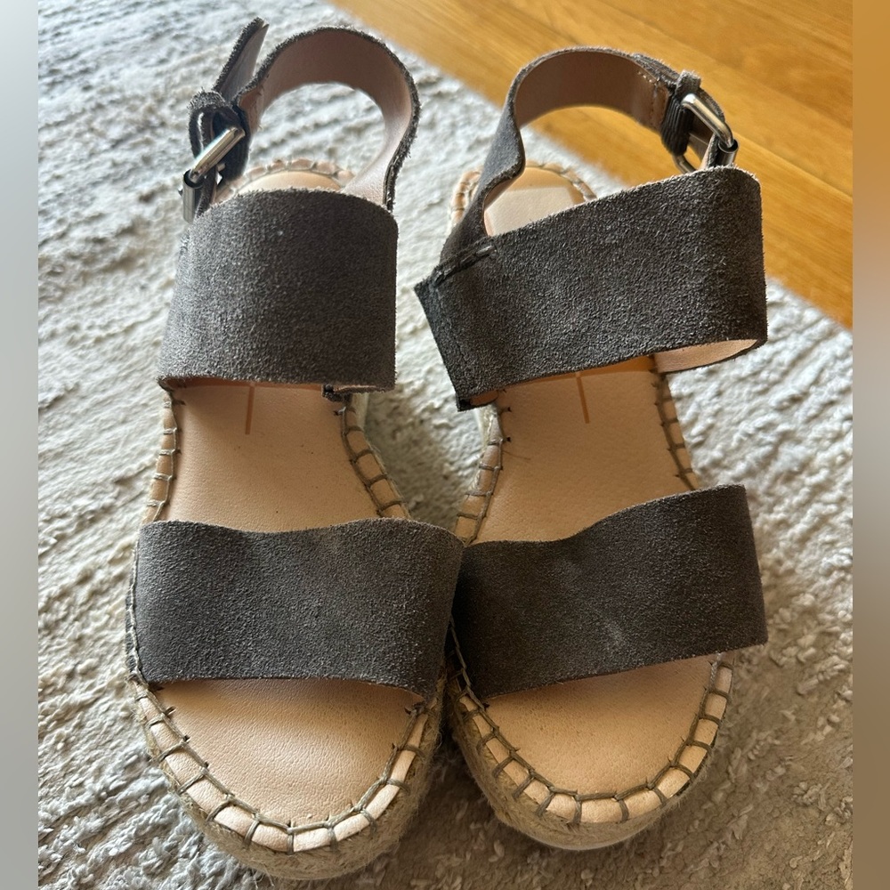 Grey Suede Wedge with Buckle